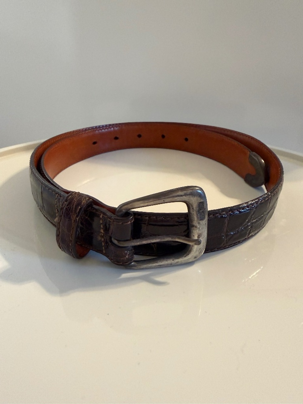 Vintage Ralph Lauren Genuine American Alligator Belt Brown Size 30 Italy